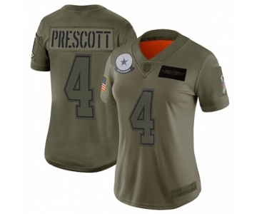 Women's Dallas Cowboys #4 Dak Prescott Limited Camo 2019 Salute to Service Football Jersey