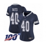 Women's Dallas Cowboys #40 Bill Bates Navy Blue Team Color Vapor Untouchable Limited Player 100th Season Football Jersey