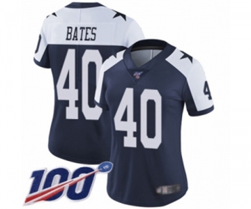 Women's Dallas Cowboys #40 Bill Bates Navy Blue Throwback Alternate Vapor Untouchable Limited Player 100th Season Football Jersey