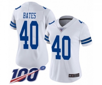 Women's Dallas Cowboys #40 Bill Bates White Vapor Untouchable Limited Player 100th Season Football Jersey