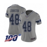 Women's Dallas Cowboys #48 Daryl Johnston Limited Gray Inverted Legend 100th Season Football Jersey