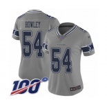 Women's Dallas Cowboys #54 Chuck Howley Limited Gray Inverted Legend 100th Season Football Jersey