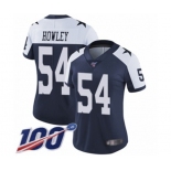 Women's Dallas Cowboys #54 Chuck Howley Navy Blue Throwback Alternate Vapor Untouchable Limited Player 100th Season Football Jersey