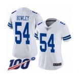 Women's Dallas Cowboys #54 Chuck Howley White Vapor Untouchable Limited Player 100th Season Football Jersey