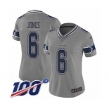 Women's Dallas Cowboys #6 Chris Jones Limited Gray Inverted Legend 100th Season Football Jersey