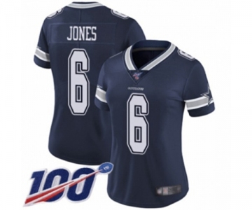 Women's Dallas Cowboys #6 Chris Jones Navy Blue Team Color Vapor Untouchable Limited Player 100th Season Football Jersey