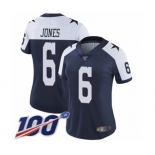 Women's Dallas Cowboys #6 Chris Jones Navy Blue Throwback Alternate Vapor Untouchable Limited Player 100th Season Football Jersey