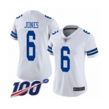 Women's Dallas Cowboys #6 Chris Jones White Vapor Untouchable Limited Player 100th Season Football Jersey