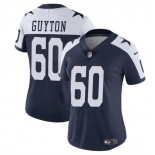 Women's Dallas Cowboys #60 Tyler Guyton Navy White 2024 Draft Vapor Thanksgiving Limited Football Stitched Jersey