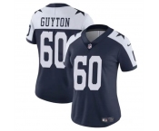 Women's Dallas Cowboys #60 Tyler Guyton Navy White 2024 Draft Vapor Thanksgiving Limited Football Stitched Jersey