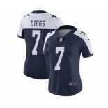 Women's Dallas Cowboys #7 Trevon Diggs Navy White Thanksgiving Limited Stitched Jersey