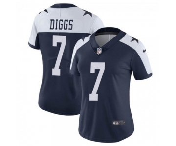 Women's Dallas Cowboys #7 Trevon Diggs Navy White Thanksgiving Limited Stitched Jersey