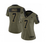 Women's Dallas Cowboys #7 Trevon Diggs Olive Salute To Service Limited Stitched Jersey