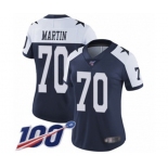 Women's Dallas Cowboys #70 Zack Martin Navy Blue Throwback Alternate Vapor Untouchable Limited Player 100th Season Football Jersey