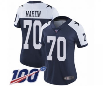 Women's Dallas Cowboys #70 Zack Martin Navy Blue Throwback Alternate Vapor Untouchable Limited Player 100th Season Football Jersey