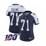 Women's Dallas Cowboys #71 La'el Collins Navy Blue Throwback Alternate Vapor Untouchable Limited Player 100th Season Football Jersey