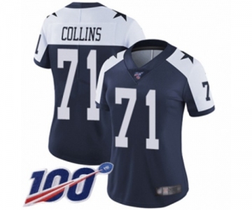 Women's Dallas Cowboys #71 La'el Collins Navy Blue Throwback Alternate Vapor Untouchable Limited Player 100th Season Football Jersey