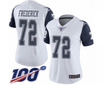 Women's Dallas Cowboys #72 Travis Frederick Limited White Rush Vapor Untouchable 100th Season Football Jersey