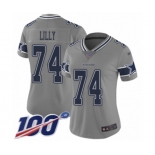 Women's Dallas Cowboys #74 Bob Lilly Limited Gray Inverted Legend 100th Season Football Jersey