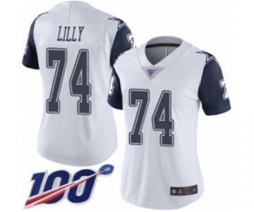 Women's Dallas Cowboys #74 Bob Lilly Limited White Rush Vapor Untouchable 100th Season Football Jersey