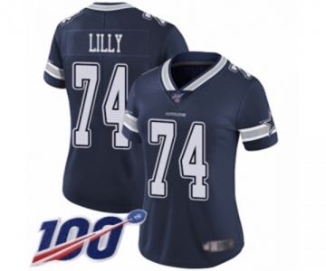 Women's Dallas Cowboys #74 Bob Lilly Navy Blue Team Color Vapor Untouchable Limited Player 100th Season Football Jersey