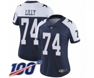 Women's Dallas Cowboys #74 Bob Lilly Navy Blue Throwback Alternate Vapor Untouchable Limited Player 100th Season Football Jersey