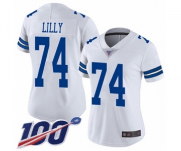 Women's Dallas Cowboys #74 Bob Lilly White Vapor Untouchable Limited Player 100th Season Football Jersey