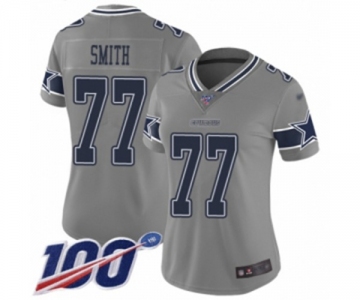 Women's Dallas Cowboys #77 Tyron Smith Limited Gray Inverted Legend 100th Season Football Jersey