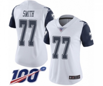 Women's Dallas Cowboys #77 Tyron Smith Limited White Rush Vapor Untouchable 100th Season Football Jersey