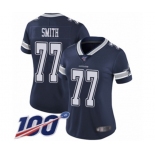 Women's Dallas Cowboys #77 Tyron Smith Navy Blue Team Color Vapor Untouchable Limited Player 100th Season Football Jersey