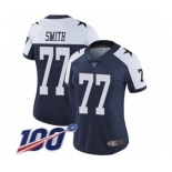 Women's Dallas Cowboys #77 Tyron Smith Navy Blue Throwback Alternate Vapor Untouchable Limited Player 100th Season Football Jersey