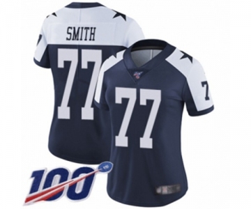 Women's Dallas Cowboys #77 Tyron Smith Navy Blue Throwback Alternate Vapor Untouchable Limited Player 100th Season Football Jersey