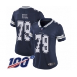 Women's Dallas Cowboys #79 Trysten Hill Navy Blue Team Color Vapor Untouchable Limited Player 100th Season Football Jersey