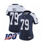 Women's Dallas Cowboys #79 Trysten Hill Navy Blue Throwback Alternate Vapor Untouchable Limited Player 100th Season Football Jersey