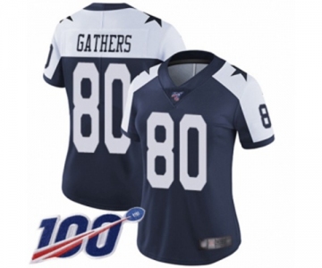 Women's Dallas Cowboys #80 Rico Gathers Navy Blue Throwback Alternate Vapor Untouchable Limited Player 100th Season Football Jersey