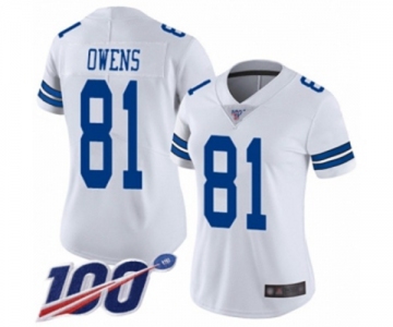 Women's Dallas Cowboys #81 Terrell Owens White Vapor Untouchable Limited Player 100th Season Football Jersey