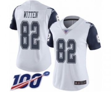 Women's Dallas Cowboys #82 Jason Witten Limited White Rush Vapor Untouchable 100th Season Football Jersey