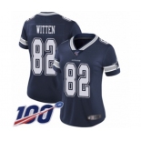 Women's Dallas Cowboys #82 Jason Witten Navy Blue Team Color Vapor Untouchable Limited Player 100th Season Football Jersey