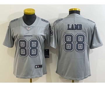 Women's Dallas Cowboys #88 CeeDee Lamb Grey Atmosphere Fashion 2022 Vapor Untouchable Stitched Nike Limited Jersey