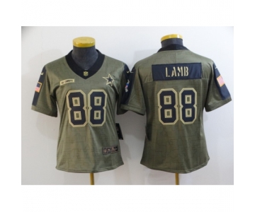 Women's Dallas Cowboys #88 CeeDee Lamb Nike Olive 2021 Salute To Service Limited Player Jersey