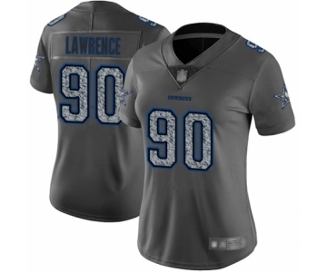 Women's Dallas Cowboys #90 DeMarcus Lawrence Gray Static Fashion Limited Football Jersey