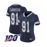 Women's Dallas Cowboys #91 L. P. Ladouceur Navy Blue Team Color Vapor Untouchable Limited Player 100th Season Football Jersey