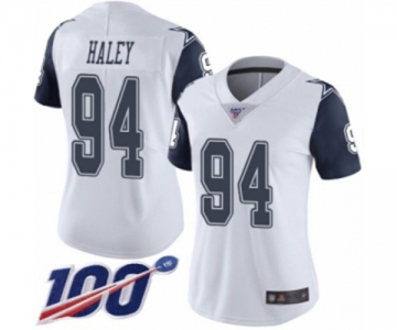 Women's Dallas Cowboys #94 Charles Haley Limited White Rush Vapor Untouchable 100th Season Football Jersey