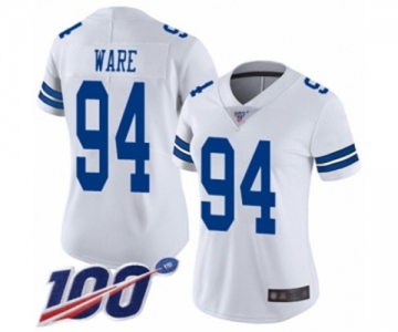 Women's Dallas Cowboys #94 DeMarcus Ware White Vapor Untouchable Limited Player 100th Season Football Jersey