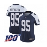 Women's Dallas Cowboys #95 Christian Covington Navy Blue Throwback Alternate Vapor Untouchable Limited Player 100th Season Football Jersey