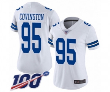 Women's Dallas Cowboys #95 Christian Covington White Vapor Untouchable Limited Player 100th Season Football Jersey