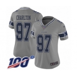 Women's Dallas Cowboys #97 Taco Charlton Limited Gray Inverted Legend 100th Season Football Jersey