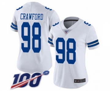 Women's Dallas Cowboys #98 Tyrone Crawford White Vapor Untouchable Limited Player 100th Season Football Jersey