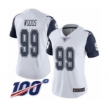 Women's Dallas Cowboys #99 Antwaun Woods Limited White Rush Vapor Untouchable 100th Season Football Jersey