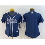 Women's Dallas Cowboys Blank Navy With Patch Cool Base Stitched Baseball Jersey